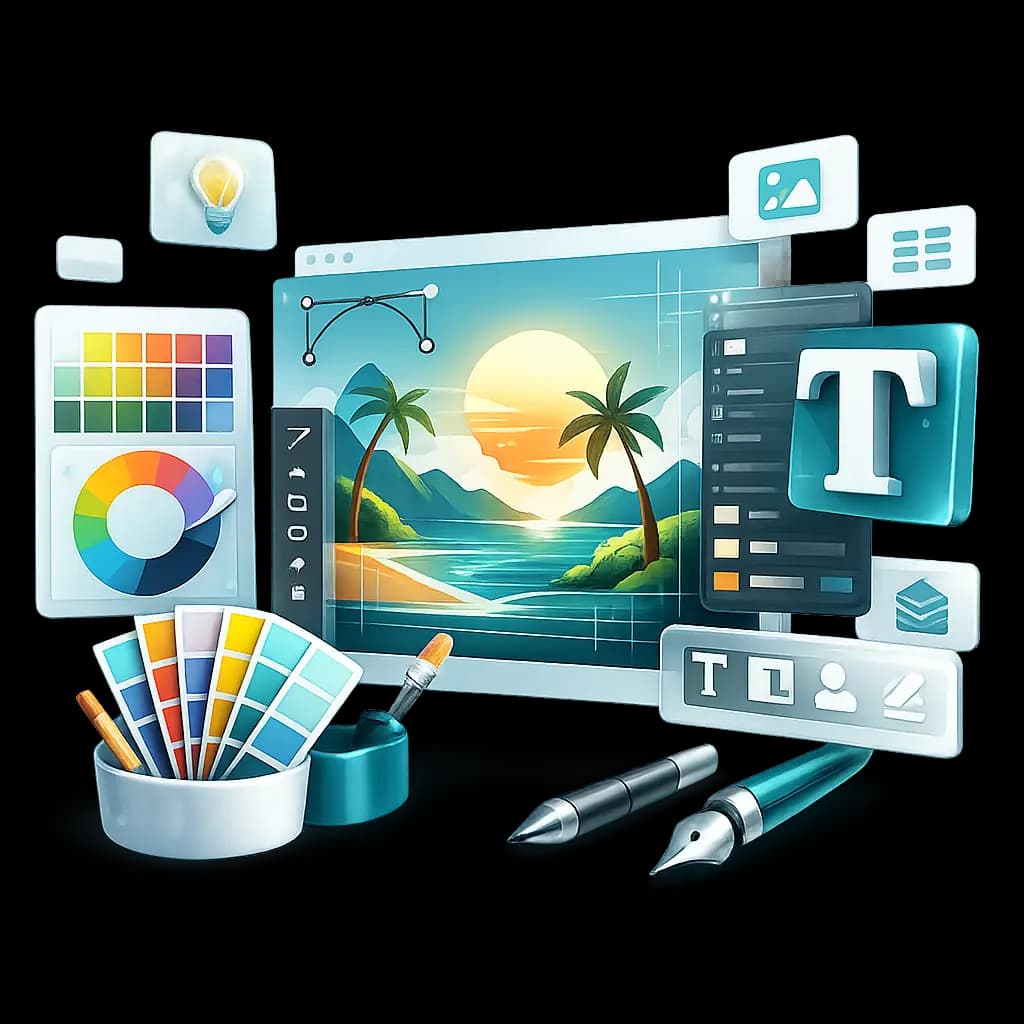 Digital design tools with a tropical branding scene
