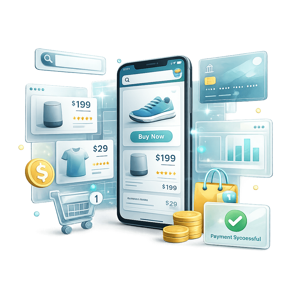 E-commerce storefront and online shopping experience visual
